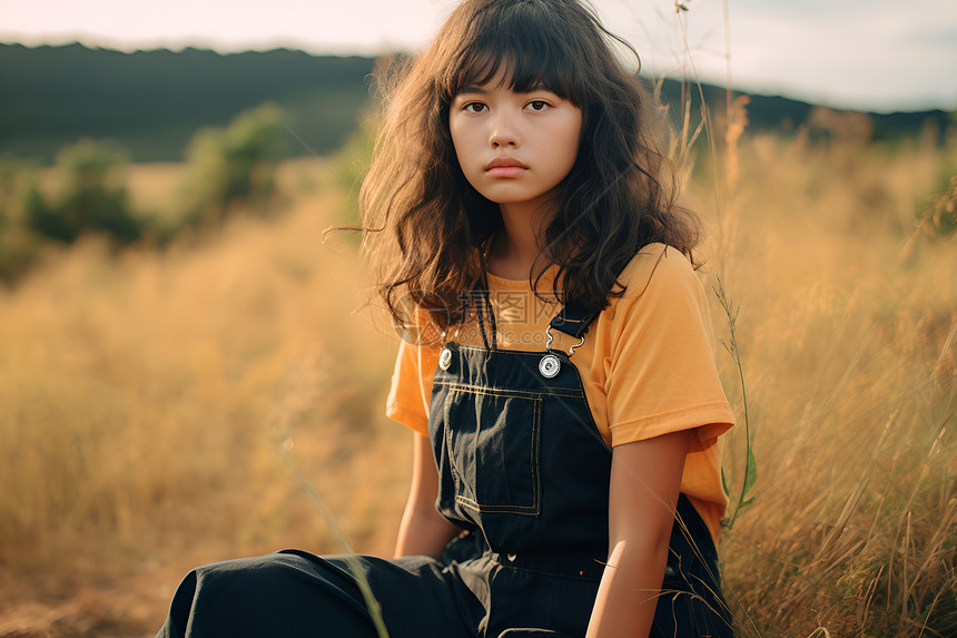 户外的年轻女孩图片