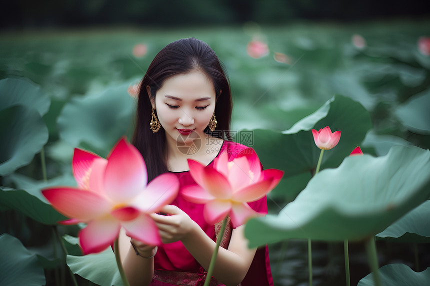 花丛中的女子图片