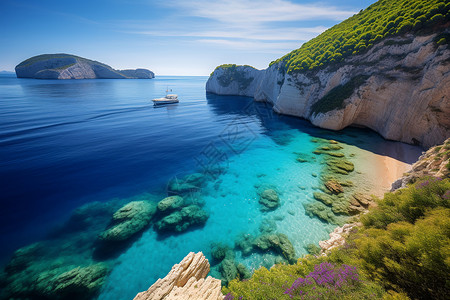 地中海美丽的自然景观背景图片