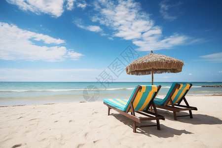 悠闲沙滩享受阳光背景图片