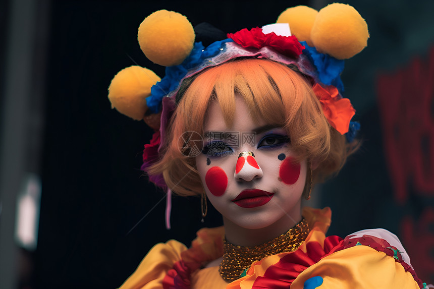 小丑装扮的女子图片