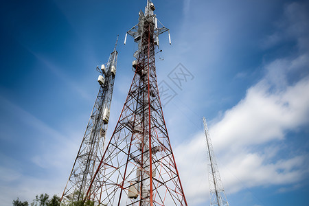蓝天下的信号塔背景图片