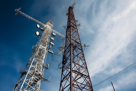 自由式天线通信技术中的钢铁巨塔背景