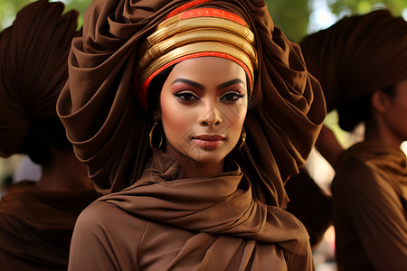 棕色头巾女性戴着棕色头饰背景