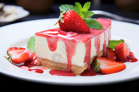草莓奶油蛋糕美味蛋糕背景