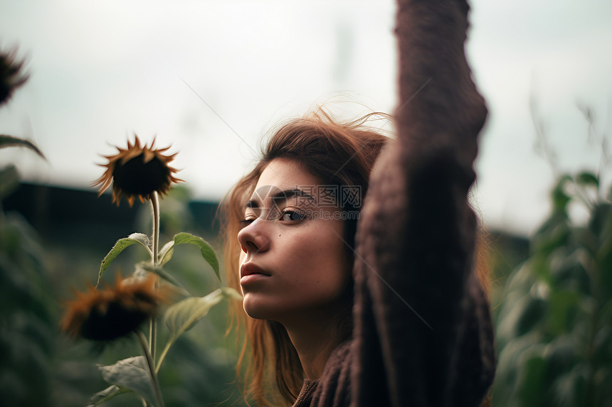 花丛 与女人图片