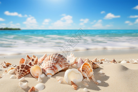 沙滩上的贝壳背景图片