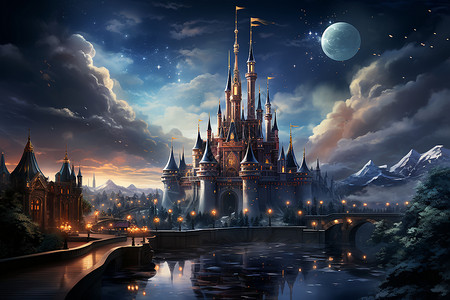 梦幻冰雪城堡背景图片