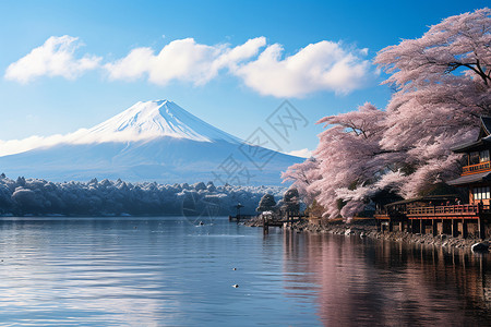 富士山壮丽景观背景图片