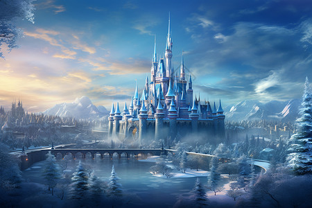 冰雪仙境皇宫背景图片