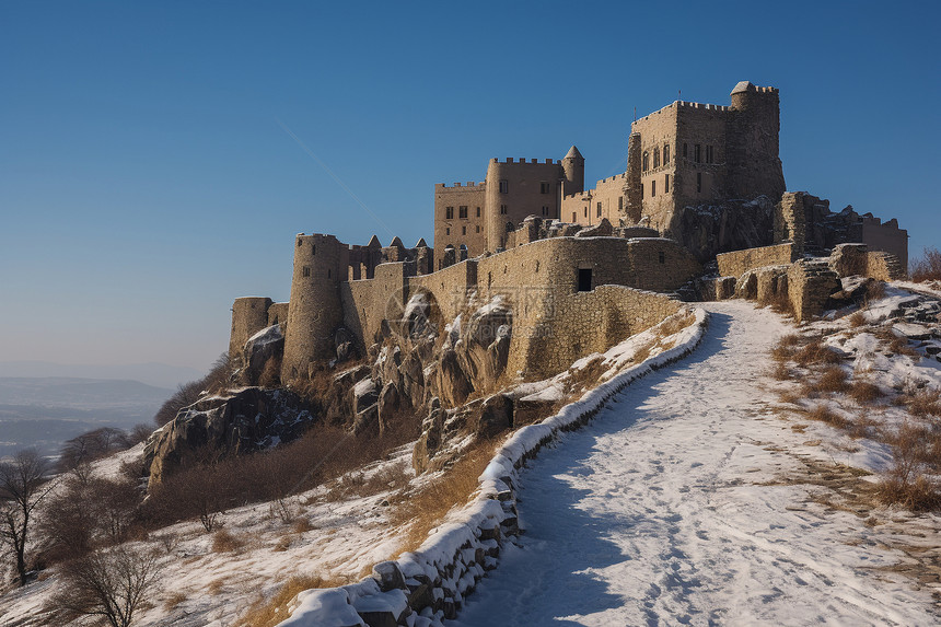 冰雪覆盖的城堡图片