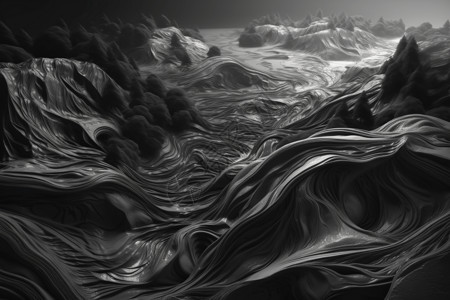 黑色抽象流体曲线背景图片