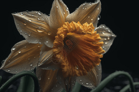 水仙花上的水滴背景图片