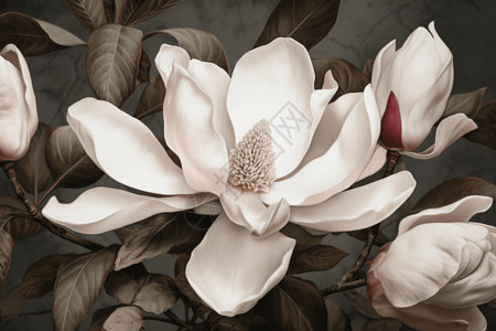 新鲜花卉优雅的白色花朵插画