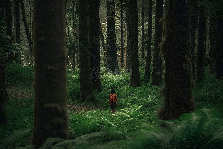 森林里的女孩图片
