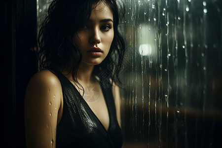 雨中的女性背景图片