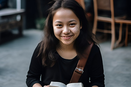 书中笑语女孩笑语高清图片