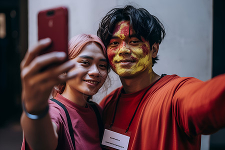 拍照的颜料男女背景图片