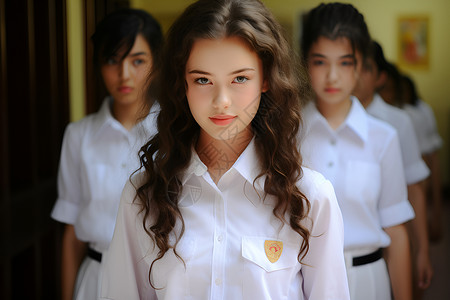 一群年轻女孩背景图片