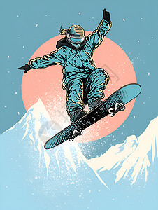起跳的滑雪者背景图片