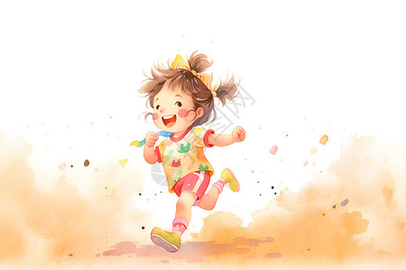 奔跑的可爱女孩背景图片