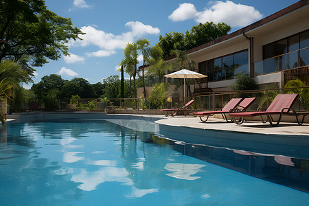 豪华度假的泳池背景图片