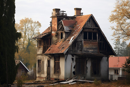 废弃的房子废墟中的家背景