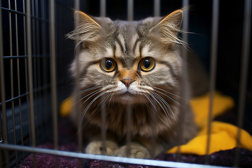 笼子里的猫咪图片