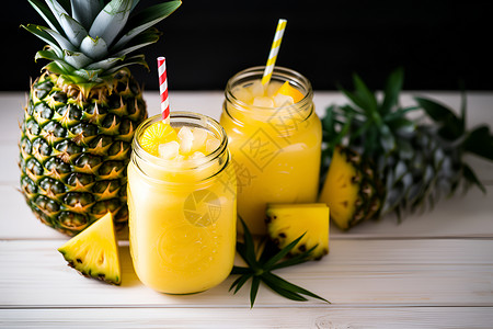 水果菠萝饮品背景图片