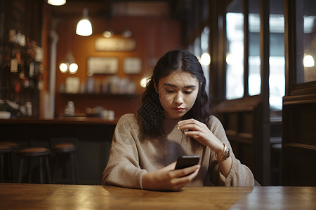 女人端坐桌前背景图片