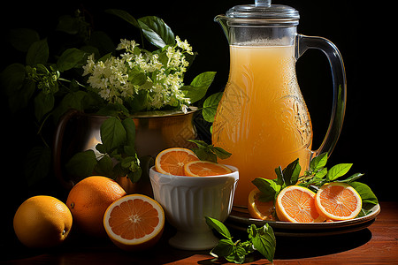 桌面上新鲜的橙子背景图片