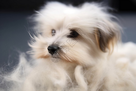 白色的小狗宠物狗的白色毛发背景