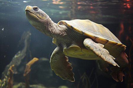 水中的野生乌龟背景图片