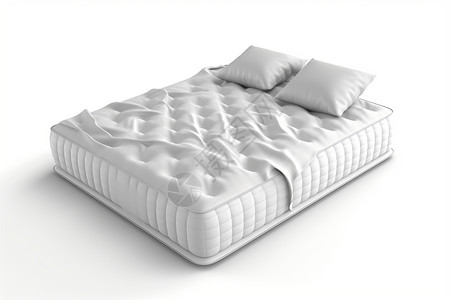 白色枕头舒适简约的床垫插画