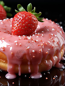 美味草莓甜甜圈背景图片