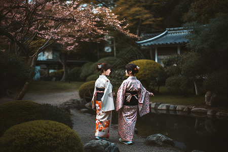 日本传统和服女性背景图片