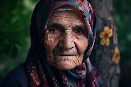 一位老年妇女背景图片