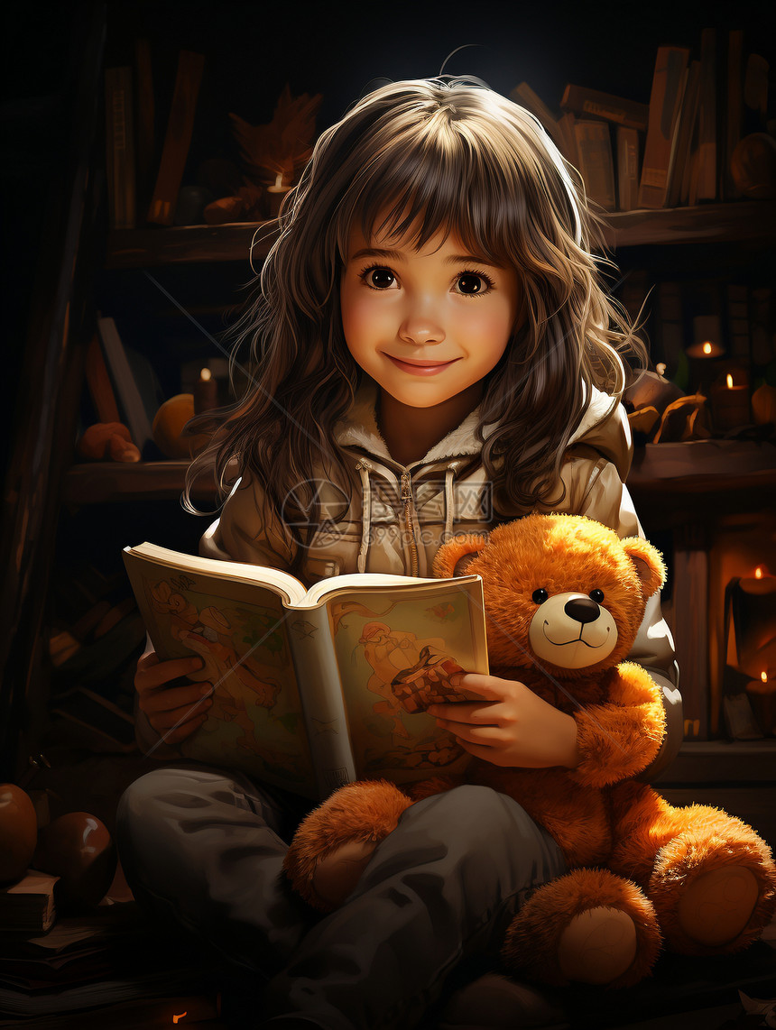 阅读书籍的女孩图片