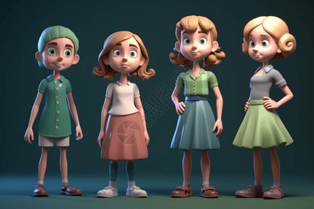 3D女性模型角色背景图片