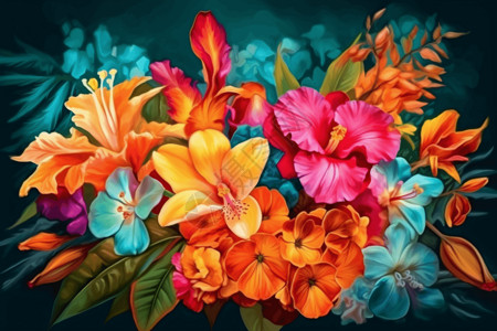 五彩缤纷的花卉背景图片