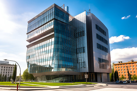 现代化的玻璃大楼建筑背景图片