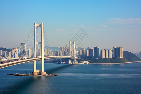 横跨江面的大桥背景图片
