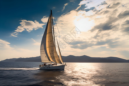 海面航行的帆船背景图片