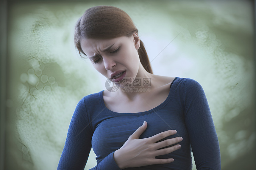 胸口疼痛的外国女子图片