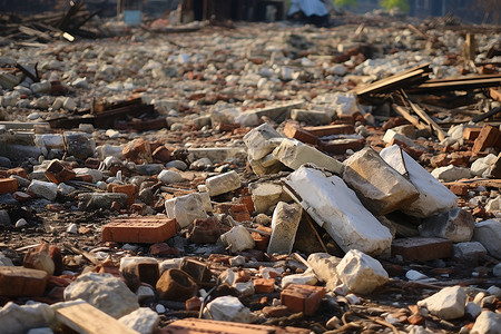 建筑废墟废物处置高清图片