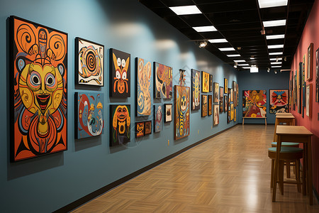 艺术教室的画廊墙高清图片
