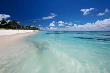 碧蓝天空白沙滩背景图片