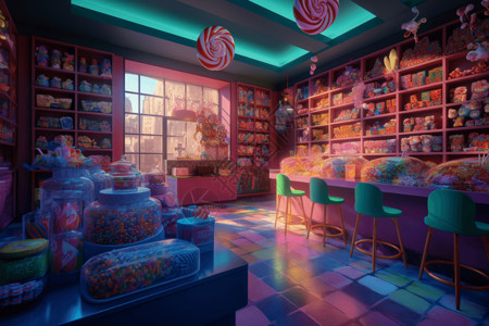 梦幻迷人的糖果店背景图片