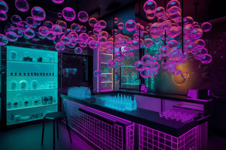 霓虹灯色彩的酒吧背景图片