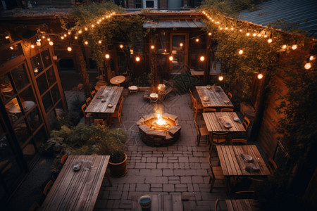 露天的花园餐厅背景图片